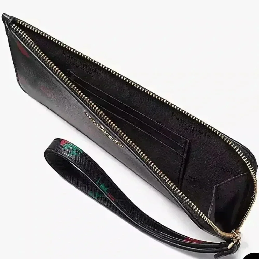 Kate Spade NWT Lucy Medium L-Zip Wristlet COLOR: Black Multi
